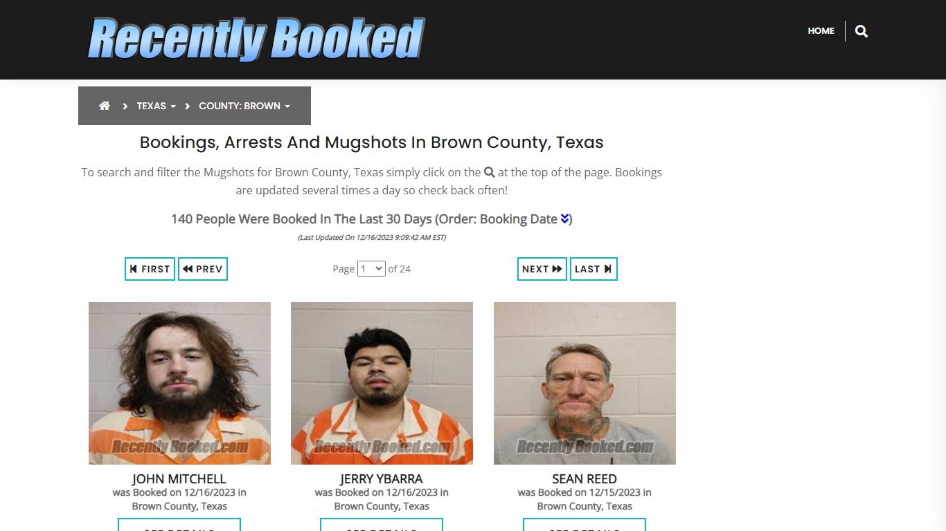 Recent bookings, Arrests, Mugshots in Brown County, Texas - Recently Booked